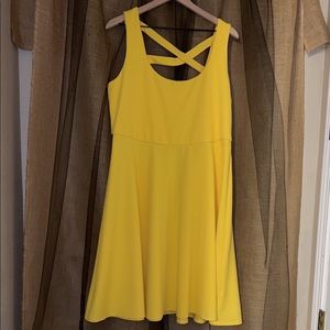 Torrid- Yellow crisscross back textured skater dress- NWT